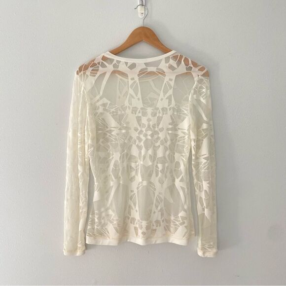 Joeffer Caoc Abstract Mesh Long Sleeve Fitted Shirt size Small - Picture 2 of 6